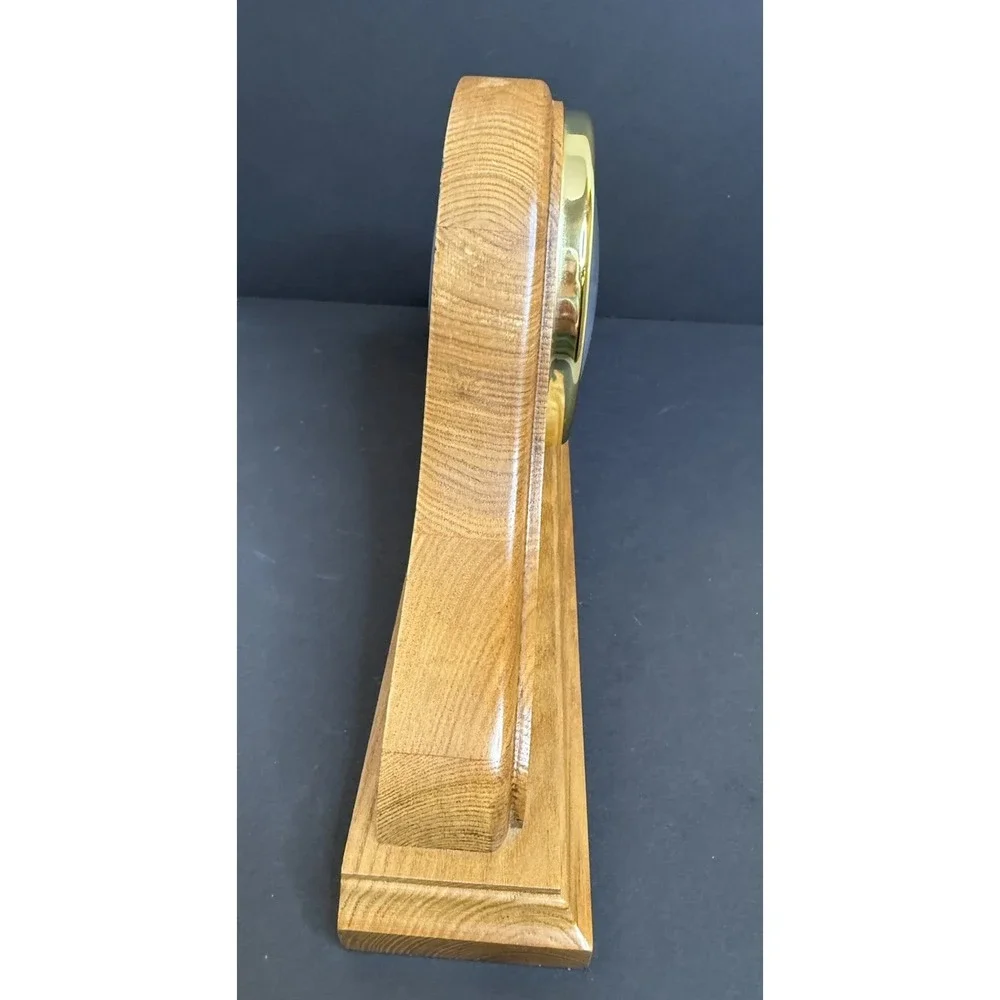Vintage Heritage Mint Solid Oak Wood Mantle Clock Quartz Battery Operated WORKS